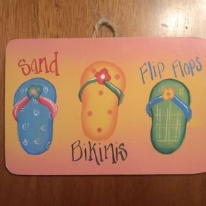 Flip Flop Beach Theme Wooden Wall Sign Decor